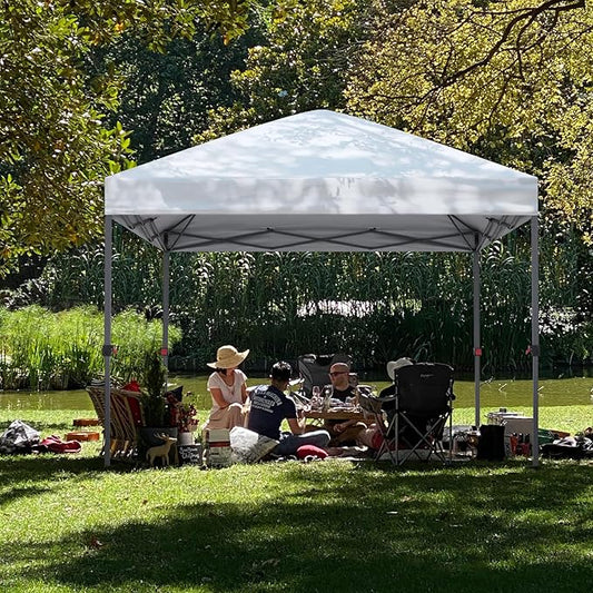 ABCCANOPY 10x10 Pop Up Canopy - Outdoor Patio Portable Canopy Tent Gazebo Heavy Duty for Backyard and Deck with 4 Sandbags and 8 Stakes (White)