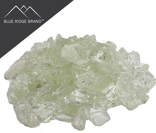 Fire Pit Glass - Fire Glass for Fire Pit - Firepit Glass Rock - Glass Stones - Fire Pit Glass Rocks - Gas & Propane Fire Pit & Fireplace Glass (20 Pound, Crystal)