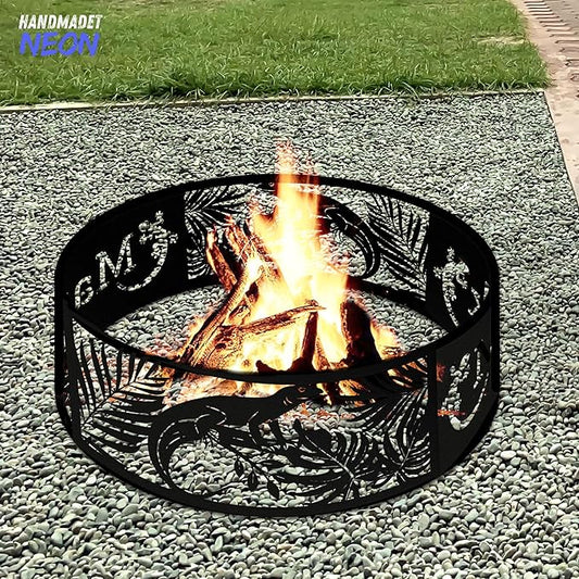 Personalized Lizard Fire Pit Ring 360 Degree, Outdoor Fireplace, Custom Fire Pits for Outside Wood Burning, Patio Firepit, Camping Bonfire Firepits, BBQ Backyard Garden Decor