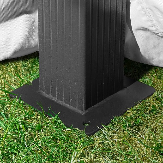 TOOLPORT Gazebo 13x13 ft with Approx 6.5 oz/yd² Waterproof Tarp Roof - Pavilion with 4 Curtains in Gray