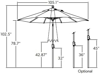 Treasure Garden Push Button Tilt Octagon Umbrella, 9ft - Outdoor Patio, Deck, Pool, Backyard Stand Alone Umbrella - Heavy Duty w/Bronze Frame & Obravia2 Fabric (Cobalt)