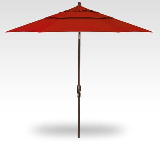 Treasure Garden Deluxe Auto-Tilt Octagon Market Umbrella, 11ft - Outdoor Patio, Deck, Pool, Backyard Stand Alone Umbrella - Heavy Duty w/Bronze Frame & Obravia2 Fabric (Red) w/Double Wind-Vent Canopy