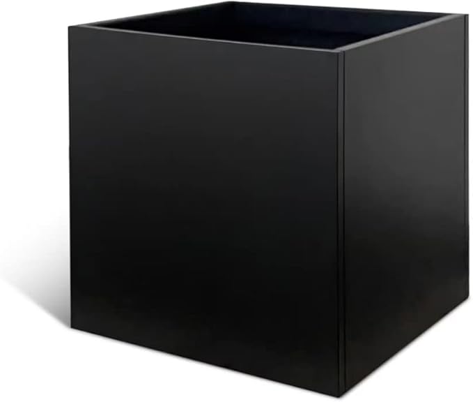 Galvanized Steel Planter Box Black Metal Planter Large Square Indoor Outdoor Planters Cube Steel Heavy Duty Flower Pot 26Inch Powder Coating Modern Commercial Residential for Patio, Deck, Yard, Garden