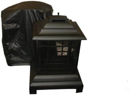 Fire Sense 60370 Patio Wood Burning Patio Fireplaces Vinyl Cover Outdoor Protective Felt Lined Interior 10 Gauge Vinyl Waterproof Weather Resistant Cover with Zipper & Fabric Ties - Black