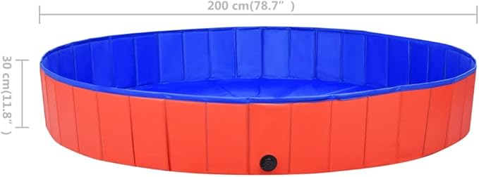 Foldable Dog Swimming Pool, Foldable Pet Swimming Pool, Portable Dog Pool, Bath Pool Collapsible Dog Pet Pool Bathing Tub, 78.7"x11.8" PVC Red