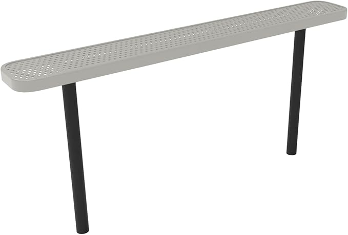 COATEDOUTDOORFURNITURE Coated Outdoor Furniture Heavy-Duty Outdoor Bench Thermoplastic Coated, Punched Steel, Commercial-Grade Seating, Made in America (Inground Without Back, 6 Ft, Textured Grey)