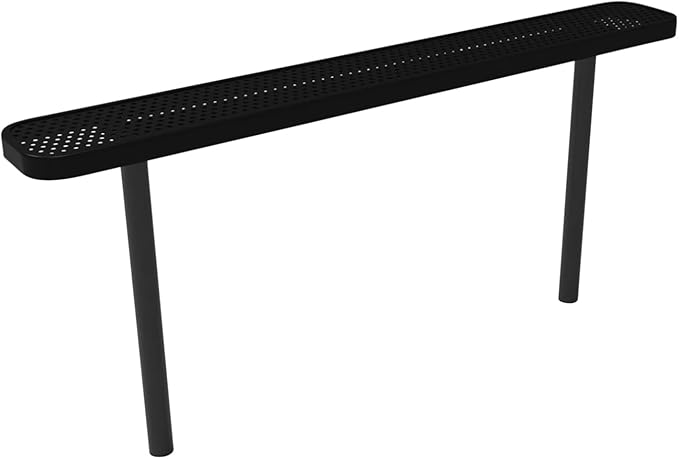 COATEDOUTDOORFURNITURE Coated Outdoor Furniture Heavy-Duty Outdoor Bench Thermoplastic Coated, Punched Steel, Commercial-Grade Seating, Made in America (Inground Without Back, 6 Ft, Textured Black)