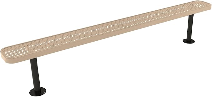 COATEDOUTDOORFURNITURE Coated Outdoor Furniture Heavy-Duty Outdoor Bench Thermoplastic Coated, Punched Steel, Commercial-Grade Seating, Made in America (Surface Without Back, 8 Ft, Tan)