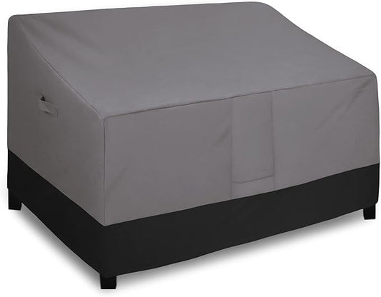 Easy-Going Waterproof Outdoor Loveseat Cover - Heavy Duty 2-Seater Patio Couch Cover, Windproof with Air Vent (58Wx32.5Dx31H inch, Gray/Black)