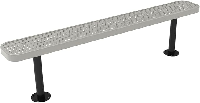 COATEDOUTDOORFURNITURE Coated Outdoor Furniture Heavy-Duty Outdoor Bench Thermoplastic Coated, Punched Steel, Commercial-Grade Seating, Made in America (Surface Without Back, 6 Ft, Textured Grey)