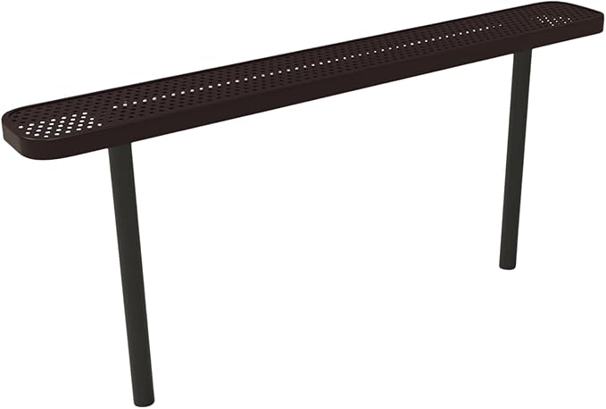COATEDOUTDOORFURNITURE Coated Outdoor Furniture Heavy-Duty Outdoor Bench Thermoplastic Coated, Punched Steel, Commercial-Grade Seating, Made in America (Inground Without Back, 6 Ft, Brown)
