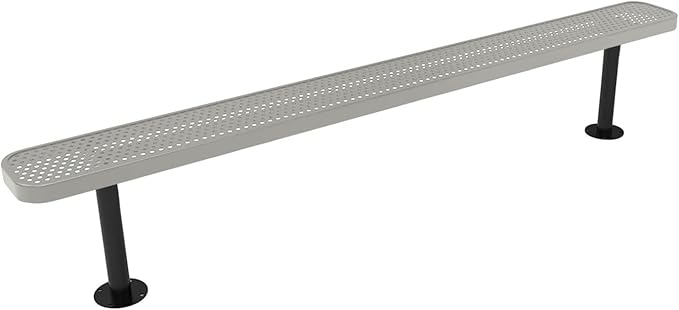 COATEDOUTDOORFURNITURE Coated Outdoor Furniture Heavy-Duty Outdoor Bench Thermoplastic Coated, Punched Steel, Commercial-Grade Seating, Made in America (Surface Without Back, 8 Ft, Grey)