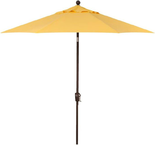 Treasure Garden Push Button Tilt Octagon Market Umbrella, 7.5ft - Outdoor Patio, Deck, Pool, Backyard Stand Alone Umbrella - Heavy Duty w/Bronze Frame & Obravia2 Fabric (Lemon)