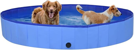 Foldable Dog Swimming Pool, Foldable Pet Swimming Pool, Portable Dog Pool, Bath Pool Collapsible Dog Pet Pool Bathing Tub, 78.7"x11.8" PVC Blue