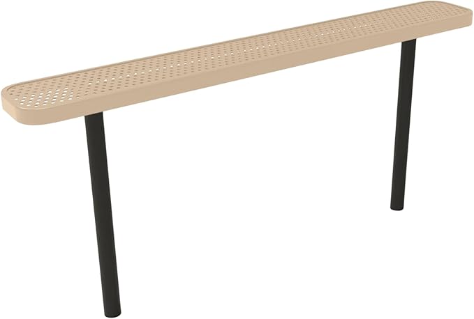 COATEDOUTDOORFURNITURE Coated Outdoor Furniture Heavy-Duty Outdoor Bench Thermoplastic Coated, Punched Steel, Commercial-Grade Seating, Made in America (Inground Without Back, 6 Ft, Tan)