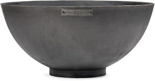 Ash & Ember 42" Hemisphere Fire Pit, Wood Burning Outdoor Fire Bowl, Raw Cast Iron Patina, Half-Sphere Outside Fireplace with Flanged Edge and Stable Base