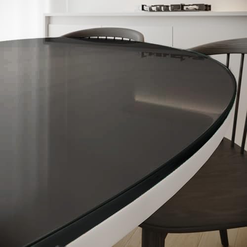 Royalty 60" Inch Round Tempered Glass Table Top – Clear Table Top Glass – Useful for Replacement, Tabletop Protector, Patio, Dining, Coffee, Desks - 1/4" Black Polished Edge