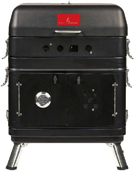 Emeril Lagasse Southern Cooker, Portable Outdoor Charcoal Grill & Meat Smoker Combo, Slow Cook, Oven Bake, for Backyard Patio, Barbecue & Tailgating, Black