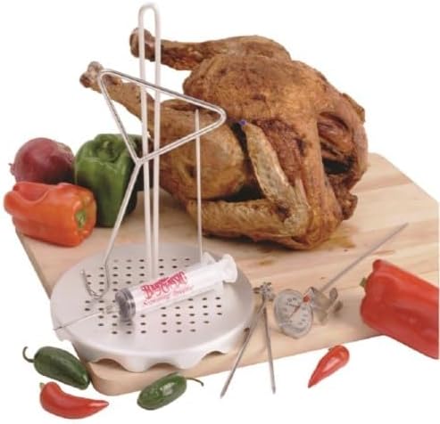 Bayou Classic 1118 32-qt Stainless Turkey Fryer Features Vented Lid Perforated Poultry Rack 12-in Stainless Fry Thermometer 2-oz Seasoning Injector