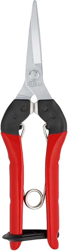 Felco F322 Pruning Snips – 9.84" Garden Clippers with Curved Blade & Rounded Tip | Pruning Shears for Gardening | Garden Snips and Pruners with Carbon Steel Blade, Sap Groove