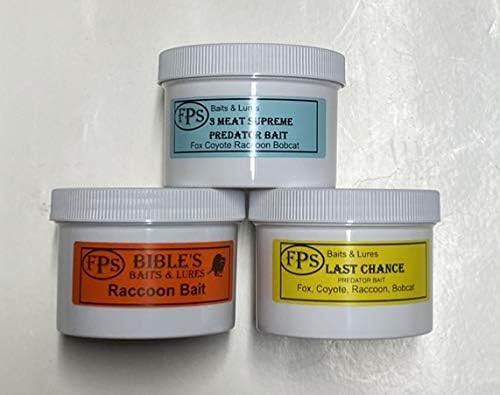 FPS 3 Meat Supreme, Raccoon Bait Predator Fox,Coyote,Bobcat, Raccoon Bait. (Three 16 oz. Jars)