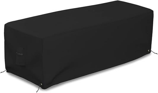 Covers & all Outdoor Rectangular Fire Pit Cover, Rectangle Heavy Duty18 Oz Waterproof UV & Weather Resistant, for Patio Lawn Garden Outside, Air Vents & Drawstrings (48"L x 20"W x 18"H, Black)
