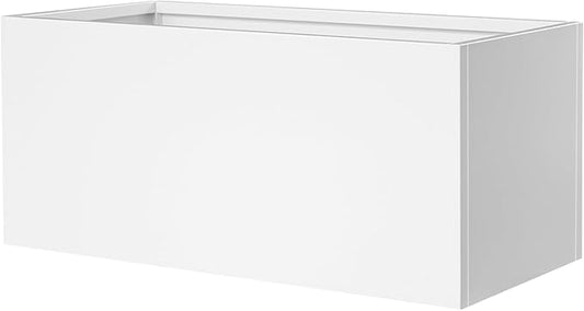 White Steel Rectangular Planter Metal Outdoor Indoor Planter Box 31.5" L x 16" W x 16" H Galvanized Steel Large Rectangle Planters Modern Commercial Residential for Trees Patio Yard Garden