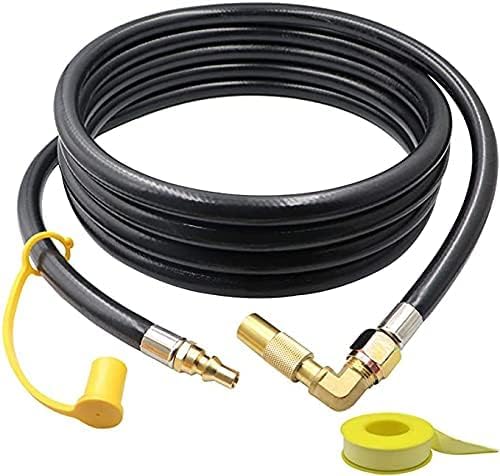 8FT Propane Quick Connect Hose RV to Grill, Propane Elbow Adapter with Extension Hose For Blackstone 17" and 22" Griddle, Camp Chef Stove, Portable Fire Pit