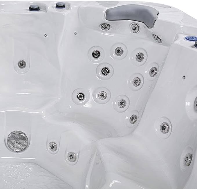 Bueno Spa Jersey 6 - Person 46 - Jet Acrylic Hot Tub with New Arctic Max Insulation, Ozonator, and Cover in Ice White