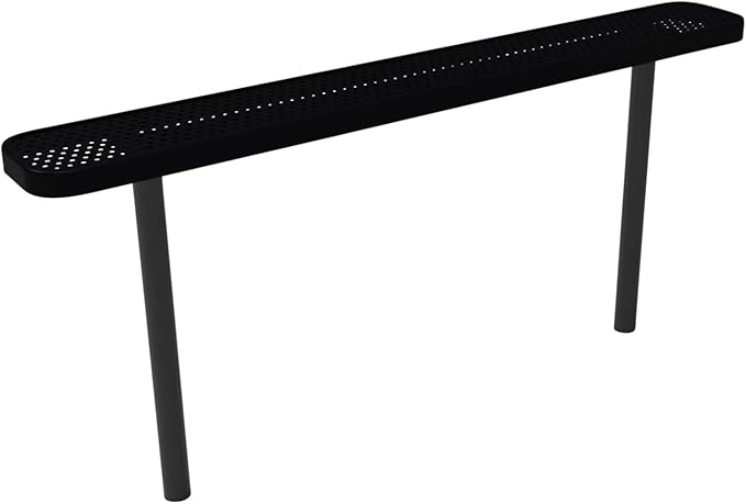 COATEDOUTDOORFURNITURE Coated Outdoor Furniture Heavy-Duty Outdoor Bench Thermoplastic Coated, Punched Steel, Commercial-Grade Seating, Made in America (Inground Without Back, 6 Ft, Black)