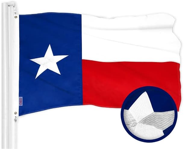 G128 Texas State Flag | 3x5 Ft | ToughWeave Series Embroidered 300D Polyester | Embroidered Design, Indoor/Outdoor, Brass Grommets