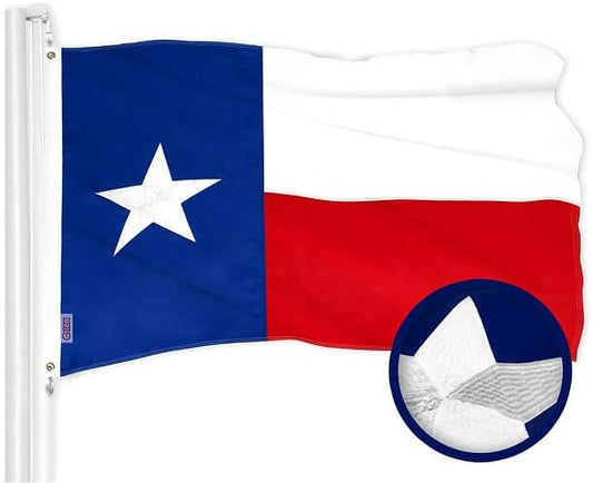 G128 Texas State Flag | 3x5 Ft | ToughWeave Series Embroidered 300D Polyester | Embroidered Design, Indoor/Outdoor, Brass Grommets