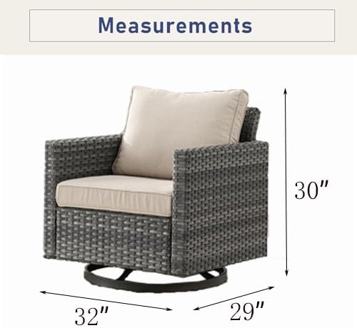 Patio Rocker Chair Outdoor：Wicker Chairs Swivel Patio Chairs Set of 4 Wicker Patio Furniture Sets with Wide Wicker Armrests Rocking Chairs for Porch, Grey / Beige