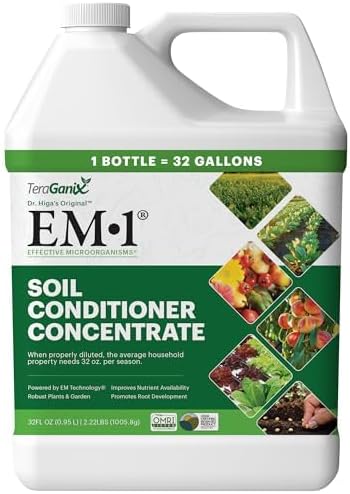 TeraGanix EM-1 Plant Growth, Microbial Inoculant Concentrate, ﻿Root Enhancer, Liquid Probiotic for Soils & Plants, Seed Germination, Soil Conditioner, Garden, ﻿Hydroponics, Lawn Care (32 fl oz)