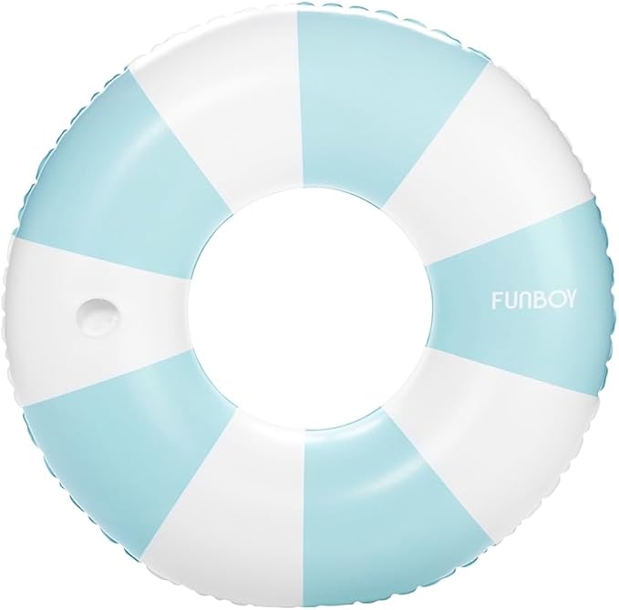 FUNBOY Giant Vintage Stripe Inflatable Tube Pool Float with Cup Holder 48" Large Pool Float for Adults Inner Tube Swimming Pool Toys Swim Rings Pool Lounger Float for Pool Party & Summer