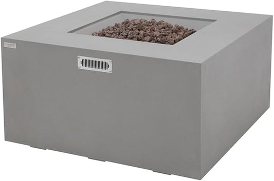 Rocky Concrete Fire Pit 43" x 43" Outdoor Patio Firepit Includes Lava Rocks Modern Fire Pits & Outdoor Fireplaces for Garden, Deck, Indoor & Outdoor Heating