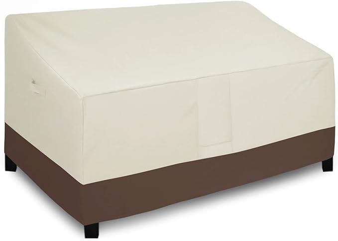 Easy-Going Outdoor Couch Cover - Heavy Duty 3-Seater Patio Sofa Cover, Windproof, Durable (85Wx37Dx35H inch, Beige/Dark Brown)