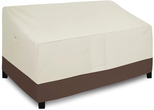 Easy-Going Outdoor Couch Cover - Heavy Duty 3-Seater Patio Sofa Cover, Windproof, Durable (85Wx37Dx35H inch, Beige/Dark Brown)