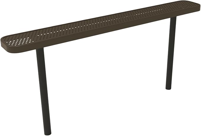 COATEDOUTDOORFURNITURE Coated Outdoor Furniture Heavy-Duty Outdoor Bench Thermoplastic Coated, Punched Steel, Commercial-Grade Seating, Made in America (Inground Without Back, 6 Ft, Textured Brown)