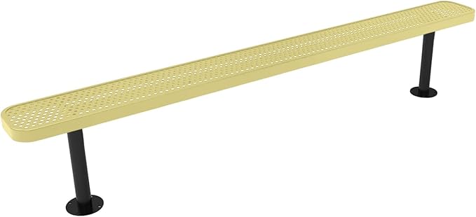 COATEDOUTDOORFURNITURE Heavy-Duty Outdoor Bench Thermoplastic Coated, Punched Steel, Commercial-Grade Seating, Made in America (Surface Without Back, 8 Ft, Textured Sandstone)