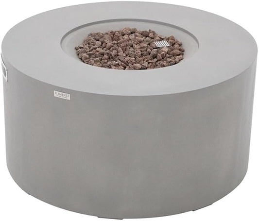 Pacaya Concrete Fire Pit 43" x 43" Outdoor Patio Firepit Includes Lava Rocks Modern Fire Pits & Outdoor Fireplaces for Garden, Deck, Indoor & Outdoor Heating