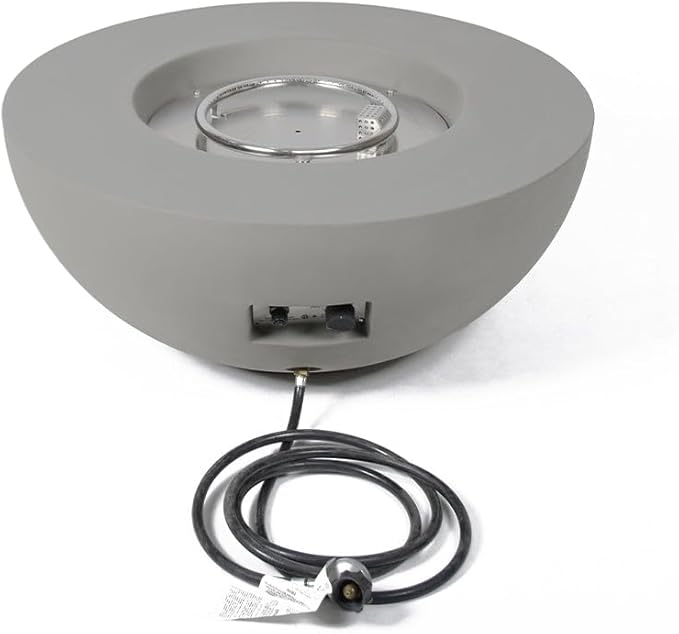 Modeno Roca Outdoor Fire Pit Propane Table 34 Inches Round Firepit Concrete Patio Heater Electronic Ignition Backyard Fireplace Cover Lava Rock Included Liquid Propane