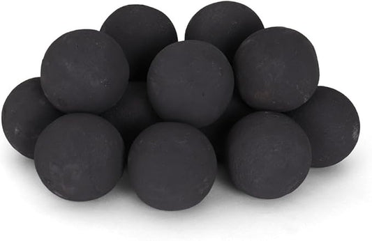 Ceramic Fire Balls - Uniform 3" Lava Rock for Fire Pits - Propane & Gas Fire Pits and Fireplace - Ceramic Spheres for Outdoor and Indoor Use - Natural Lava Stones (15 Pack, Black)