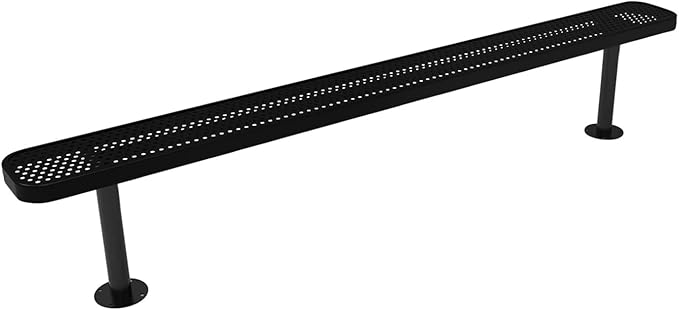 COATEDOUTDOORFURNITURE Coated Outdoor Furniture Heavy-Duty Outdoor Bench Thermoplastic Coated, Punched Steel, Commercial-Grade Seating, Made in America (Surface Without Back, 8 Ft, Textured Black)