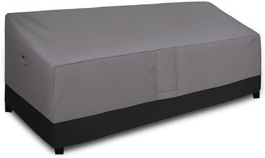 Easy-Going Waterproof Outdoor Couch Cover, Heavy Duty 4-Seater Patio Sofa Cover, Windproof Outdoor Furniture Cover with Air Vent (104Wx32.5Dx33H inch, Gray/Black)