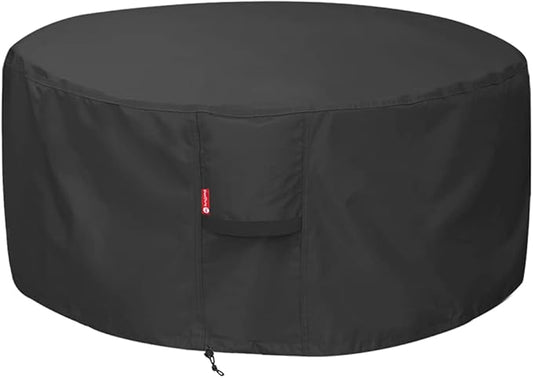 SheeChung Fire Pit Cover - Waterproof 600D Heavy Duty Round Patio Fire Bowl Cover Black (Round 50”D x 24”H)-Fits 45",46",48”,50" Gas Firepit Table/Bowl Covers