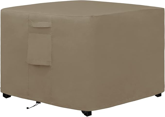 Easy-Going Outdoor Fire Pit Cover Square 50" Lx50 Wx24 H, Durable Outdoor Gas Firepit Cover, Waterproof and Weatherproof Cover for Fire Pit, Camel