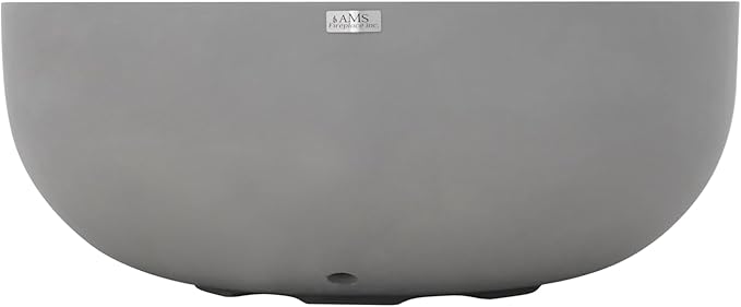 AMS Creations | Eclipse 44" Round Cast Concrete Natural Gas Fire Pit Bowl Table | Light Gray | Smooth Texture Surface | Electronic Ignition | Outdoor Patio Heater Outside Backyard Fireplace