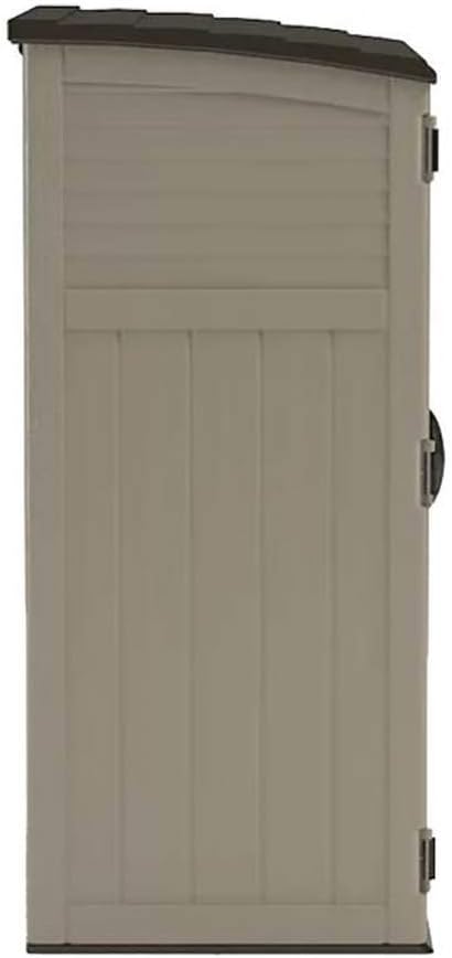 Suncast Outdoor Storage Cabinet Waterproof Resin Vertical Outdoor Storage Shed (54 cu. ft.) for Patio, Garden Tools, Cushions, & Equipment. Weatherproof Plastic Multi-Wall Design, Capacity Made in USA