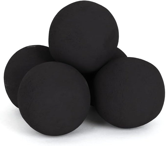 Ceramic Fire Balls - Uniform 5" Lava Rock for Fire Pits - Propane & Gas Fire Pits and Fireplace - Ceramic Spheres for Outdoor and Indoor Use - Natural Lava Stones - (12-Pack, Black)